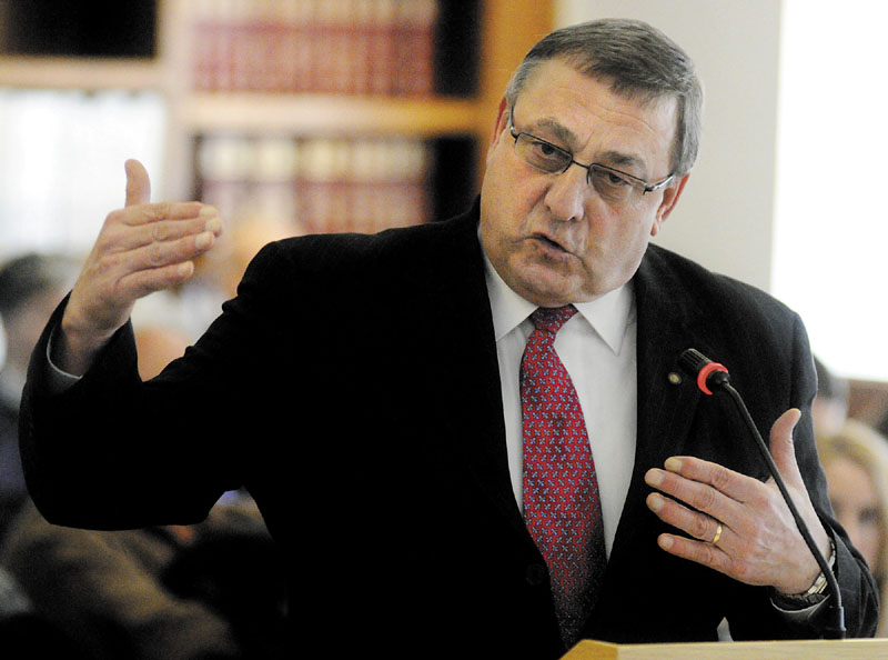 In this March 3, 2011, photo, Gov. Paul LePage testifies at a State House hearing on his administration’s budget proposals. During the roughly 60 days remaining before the Legislature's mid-June adjournment, he hopes to make progress on pension, tax and health care reforms.