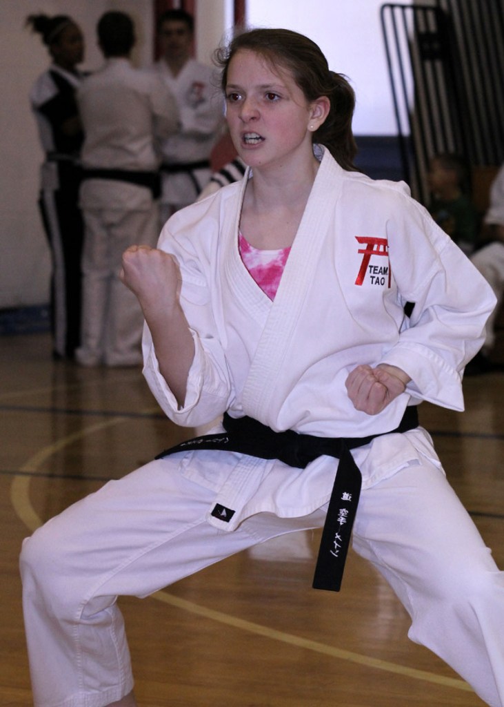 READY FOR CHALLENGE: Haley West, a student at Tao Karate Club of Winthrop, competes during the 2010 Maine Martial Arts Competition. The competition will be held Saturday in Winthrop.