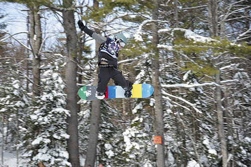 FLYING HIGH: Despite a broken wrist, Jake Warn, 11 of Winslow, recently competed in the USA Snowboard Association national championships in Copper Mountain, Colorado.