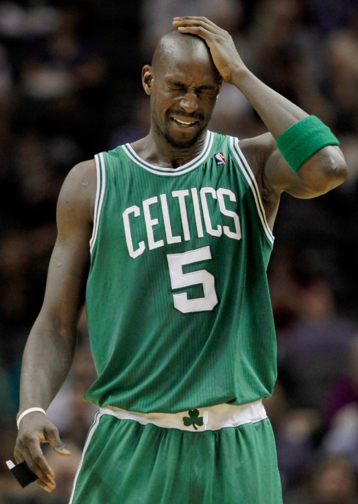 LOOKING FOR ANSWERS: Boston Celtics forward Kevin Garnett and his teammates have been in a funk ever since center Kendrick Perkins’ trade to Oklahoma City. The Celtics are 9-11 in their last 20 games and have slipped from the No. 1 seed in the East to the third.