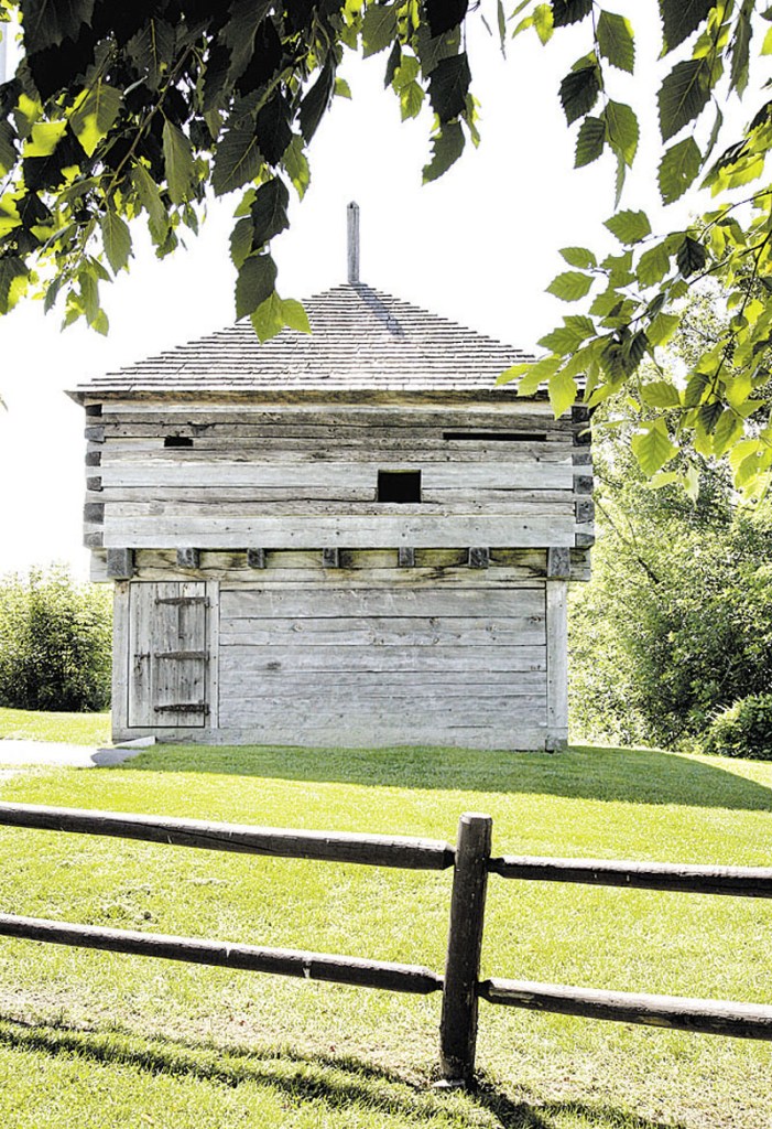 HISTORY: The original blockhouse at Fort Halifax in Winslow, built in 1754, was the oldest wooden structure of its type until 1987 when it was swept away in a flood. Timbers salvaged after the flood were used in the rebuilding of the blockhouse, shown here in 2008.