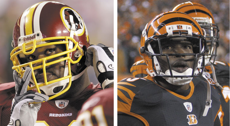 NEW GUYS: The New England Patriots added two playmakers to their roster Thursday, trading for the troubled Albert Haynesworth, left, and Chad Ochocinco, right.
