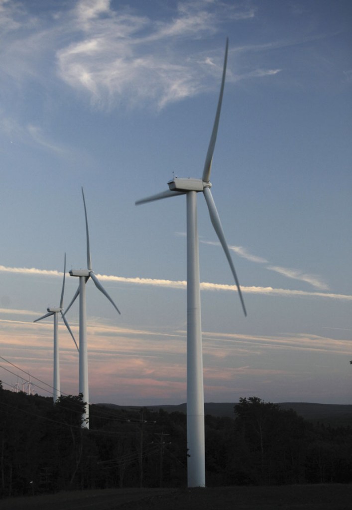 STETSON: In this July 2009 file photo, wind turbines are seen on Stetson Mountain in Washington County.
