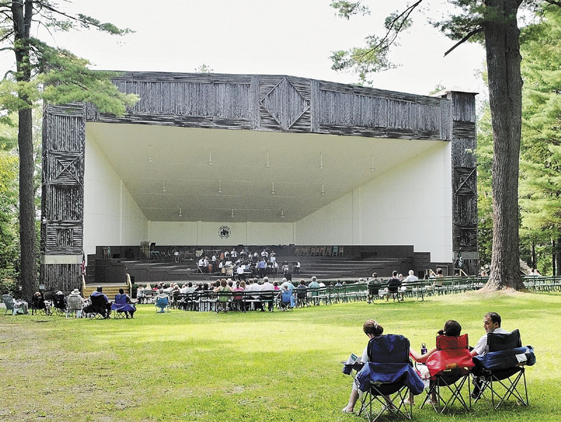 NOW PLAYING: A band plays a concert in the Bowl in the Pines on Saturday afternoon at New England Music Camp in Sidney.