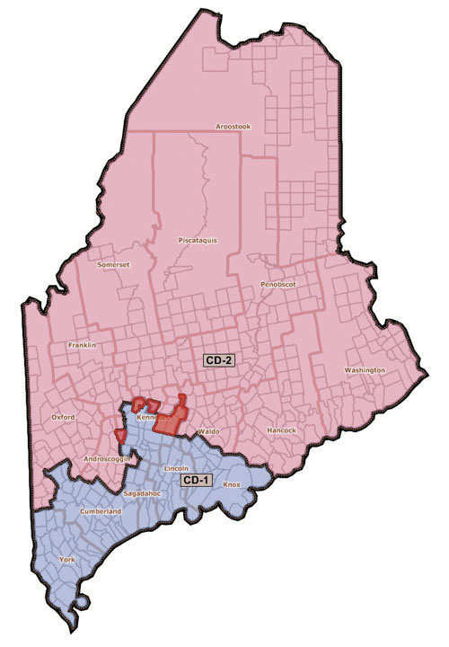 RED STATE, BLUE STATE: The Democrats’ new proposal for redistricting would move Albion, China, Rome, Unity Township and Vassalboro to the 2nd District, and put Oakland and Wayne in the 1st District.