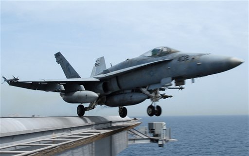 This image provided by the US Navy shows an F/A-18C Hornet launching from the Nimitz-class aircraft carrier USS John C. Stennis (CVN 74) in this March 27, 2007 file photo. A U.S. Coast Guard spokesman says military officials are searching for a U.S. Marine Corps fighter jet similar to this one shown that went missing Wednesday Aug. 10, 2011 over the Pacific Ocean near San Diego.