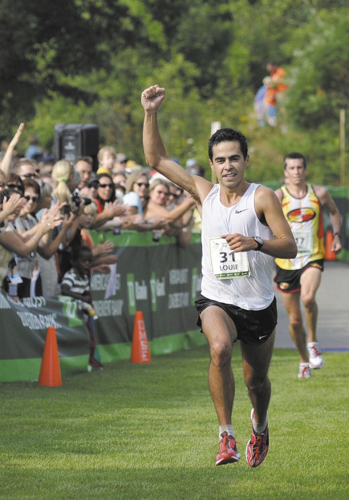 FINALLY FIRST: Louie Luchini added to his storied career by winning his first Maine men’s title at the Beach to Beacon 10K Saturday in Cape Elizabeth.