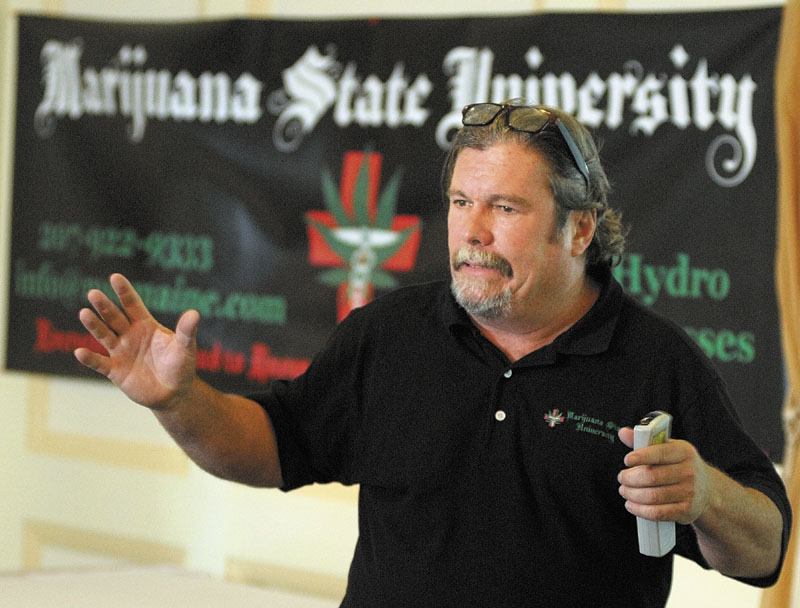 IN CLASS: Ray Logan teaches Marijuana State University on Saturday afternoon in Augusta.