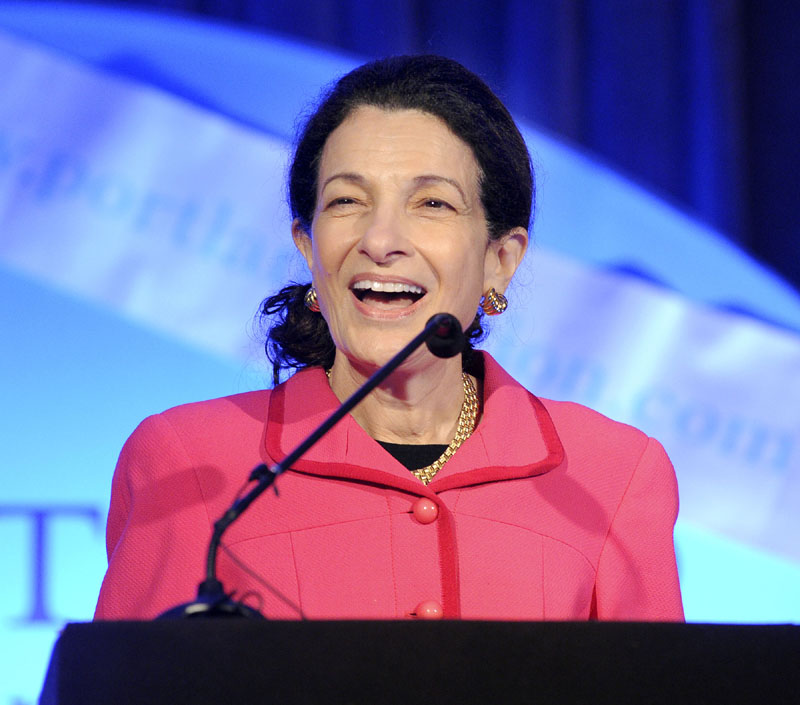TAX TALK: U.S. Sen. Olympia Snowe, R-Maine, speaks at Portland Chamber's Eggs and Issues at the Holiday Inn by the Bay on Friday.