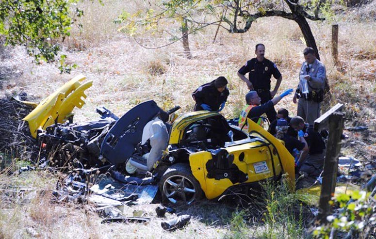 The scene of the crash off Highway 20 in Upper Lake, Calif. A Portland man was killed when the rented 2012 Corvette he was driving crashed on Sunday night.