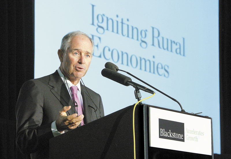 WATERSHED MOMENT: Stephen Schwarzman, chairman, CEO and co-founder of Blackstone, a private equity firm, Friday in Brunswick announces the launch of Blackstone Accelerated Growth, a program that will coordinate entrepreneurship programs in Maine. Blackstone Charitable Foundation will donate $3 million to start the program.