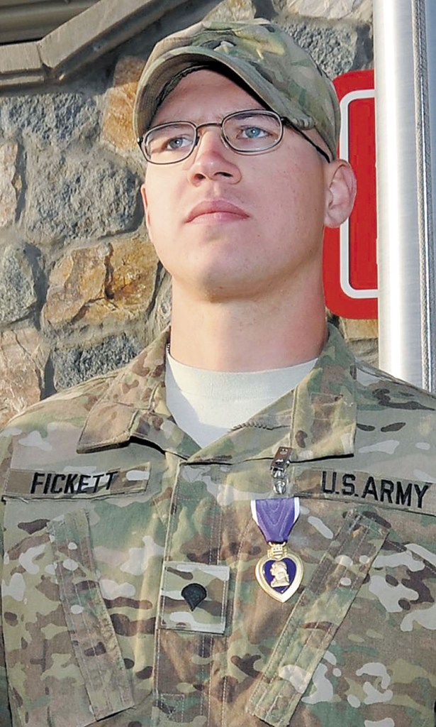 WOUNDED: Army Spc. Robert Fickett, 20, of Norridgewock, received the Purple Heart on Saturday in Afghanistan.