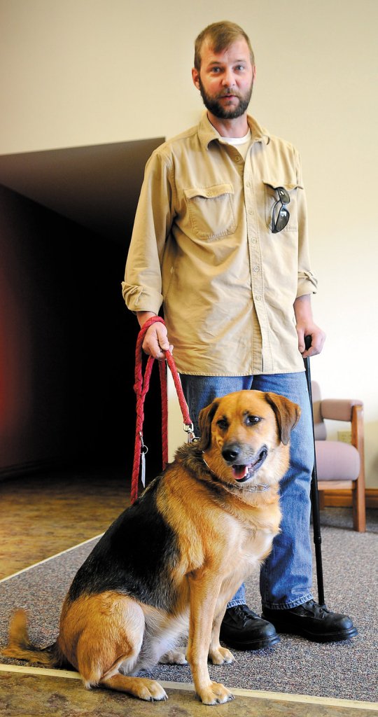 IN BETTER SPIRITS: Two and a half weeks after a story appeared in the Kennebec Journal about former Army Sgt. Aaron Rollins living in his pickup with his service dog, the 39-year-old veteran, who is in the midst of a divorce, has drawn help from people throughout the community.