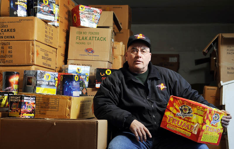 OPEN FOR BUSINESS: Steve Marson hopes to open several fireworks stores across the state. His company, Central Maine Pyrotechnics, is based in Hallowell and has a warehouse in Farmingdale.