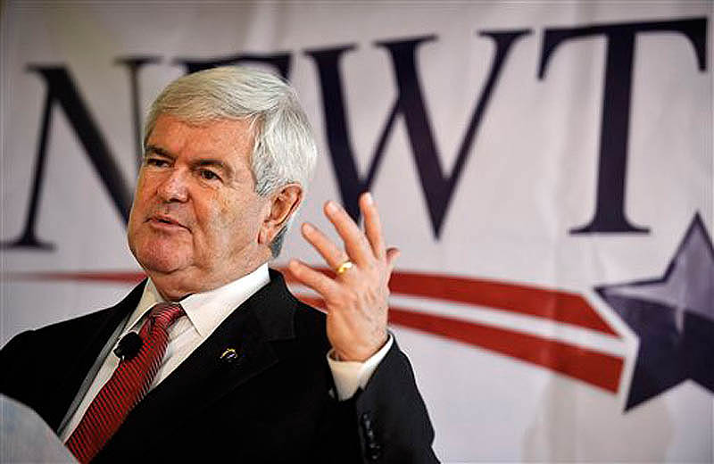 Republican presidential candidate former House Speaker Newt Gingrich speaks during a campaign stop, Friday, Dec. 23, 2011, in Columbia, S.C. (AP Photo/Rainier Ehrhardt)
