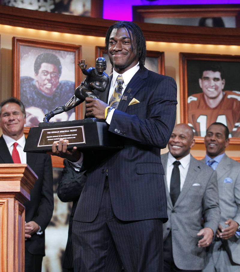 THE WINNER IS: Robert Griffin III, of Baylor University, was awarded the Heisman Trophy on Saturday in New York.