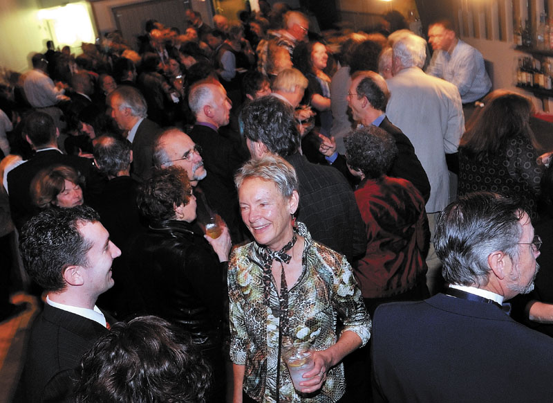 PARTY TIME: Mayor Karen Heck greets people at the Waterville mayoral inaugural ball at Champions on Saturday night.