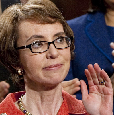 Rep. Gabrielle Giffords, D-Ariz., arrives for President Barack Obama's State of the Union address on Tuesday.