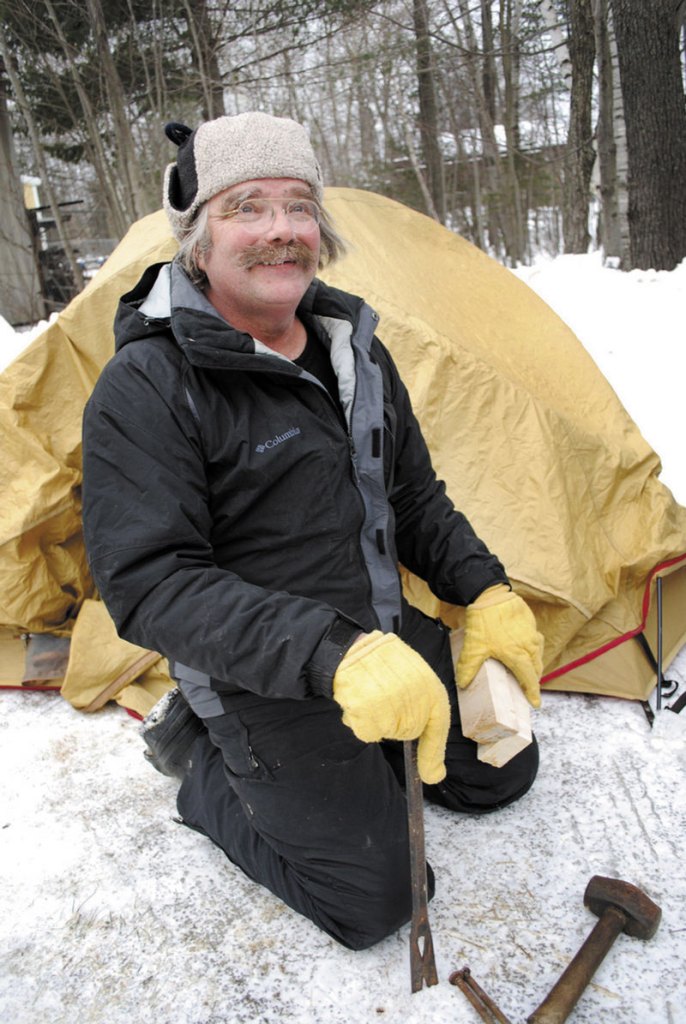 WORTH THE WAIT: Bernie Chadbourne lives in Ripley and has been going to Baxter State Park for 20 years. He camped outside at the park headquarters earlier this month and was among the first in line to make summer camping reservations.