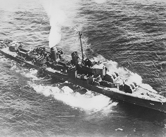 A U.S. Navy photo of the destroyer USS Laffey, seen here some time during World War II.