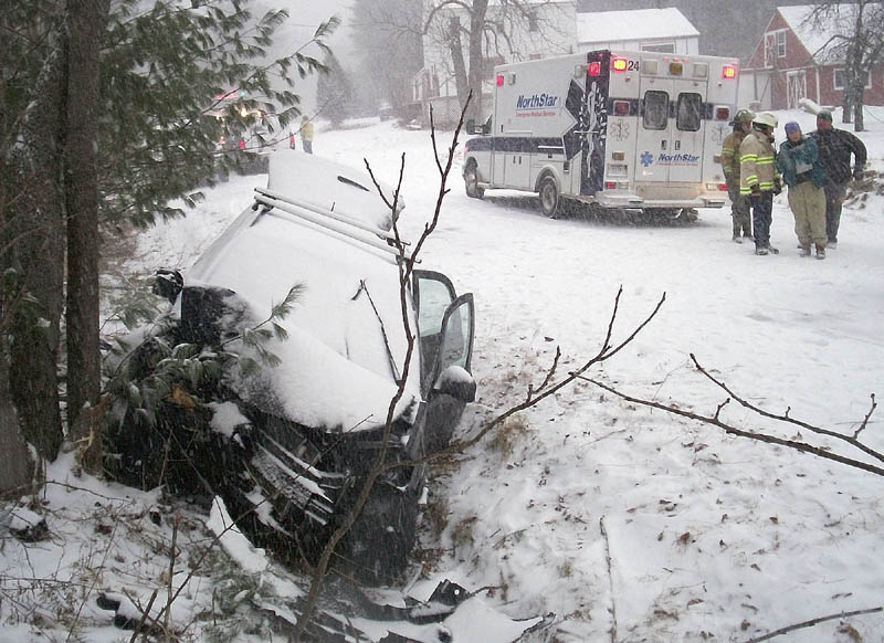 This photo from the Maine State Police shows the fatal accident scene in Vienna.