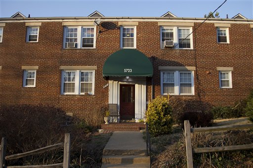The entrance to Amine El Khalifi's apartment building in Arlington, Va., El Khalifi was arrested Friday near the U.S. Capitol as he allegedly was planning to detonate what he thought was a suicide vest given to him by FBI undercover operatives.