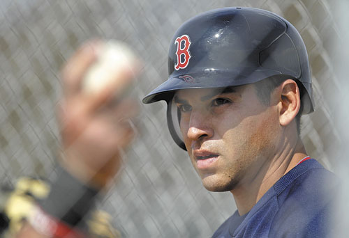 READY TO GO AGAIN: Boston’s Jacoby Ellsbury takes batting practice during spring training Sunday in Fort Myers, Fla. Ellsbury hit .321 with 32 home runs, 105 RBIs and 39 stolen bases last year.