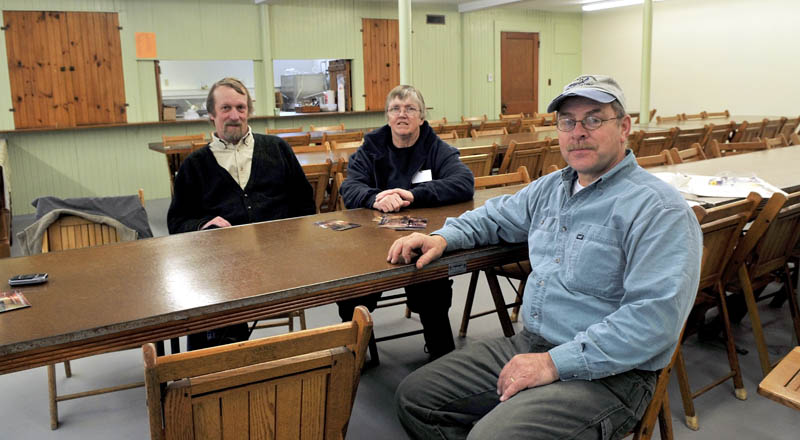 RESURRECTION: These organizers and others have helped renovate a multi-use room and commercial kitchen in the basement of the Farmington Grange Hall. The project could give a major boost to area farmers and further develop a local food movement. From left are Steve Scharoun, Bonnie Clark and Richard Marble.