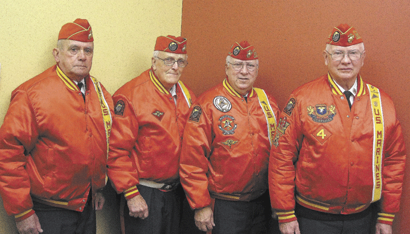 MEETING: Marine Corps League Kennebec Valley Detachment 599 members, from left to right, Ralph F. Sargent, Donald T. Brawn, John E. Poulin and Bill Schultz. The detachment is hosting a statewide meeting of the league Sunday at the Augusta Elks Lodge.