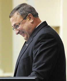 Gov. LePage at his State of the State speech, where he discussed domestic violence.