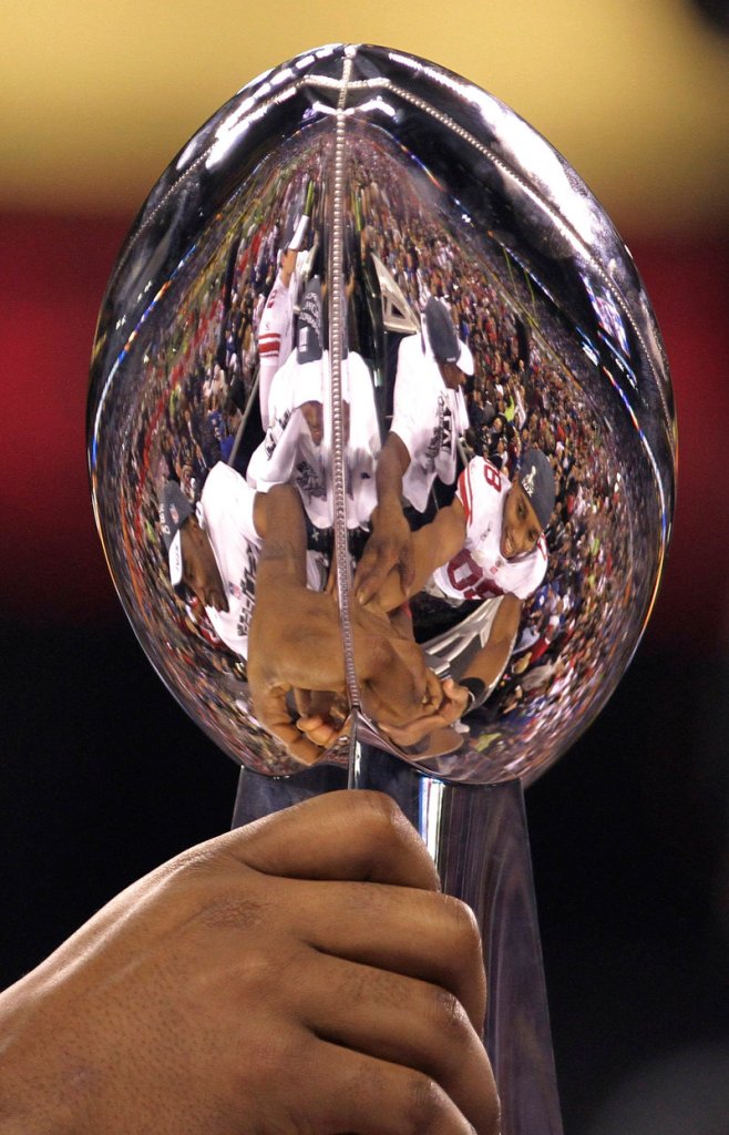 The reflection in the Lombardi Trophy mirrored the game: Nothing but Giants at the end.