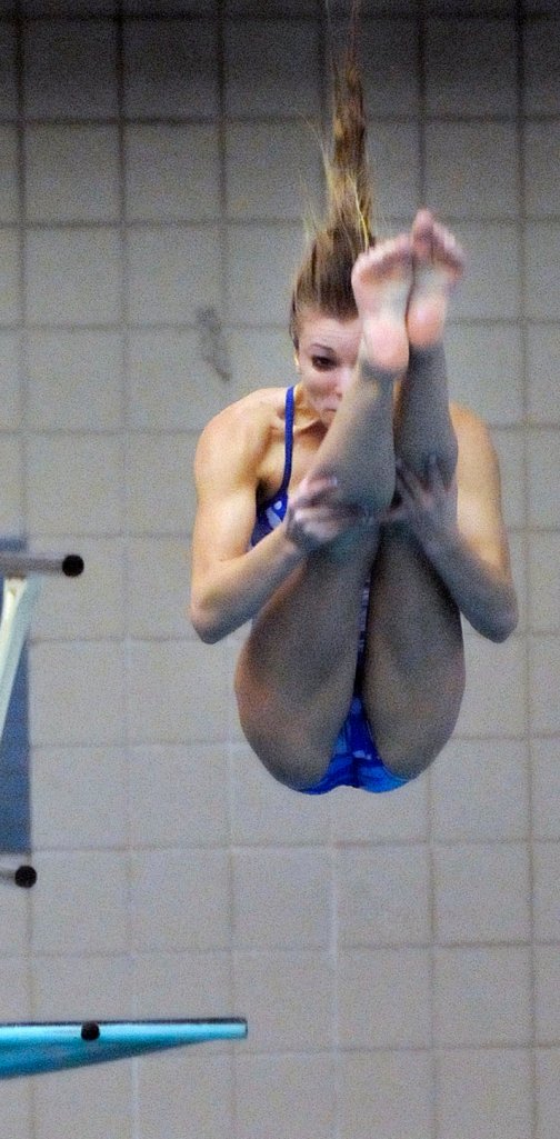 Nicola Mancini of Falmouth was dominant in the diving, finishing with 448.60 points. None of the other eight divers managed to score more than 300 points.