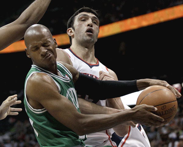 CLUTCH PLAY: Ray Allen hit two 3-pointers in Boston’s 13-0 run in the fourth quarter and protected the lead with two free throws in the final seconds as the Boston Celtics held on to beat the Atlanta Hawks 79-76 on Monday night in Atlanta.