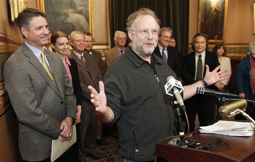 Jerry Greenfield, co-founder of Ben & Jerry's ice cream, speaks at a news conference in Montpelier, Vt., in this Jan. 18, 2012, photo.