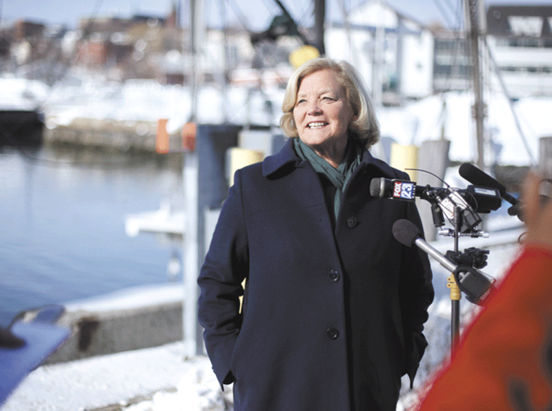 NOT RUNNING: U.S. Rep. Chellie Pingree, D-Maine, is pictured at a news conference on Friday in Portland when she was still considering a run for the Senate seat being vacated by Olympia Snowe. Pingree announced Wednesday she will not seek the position.