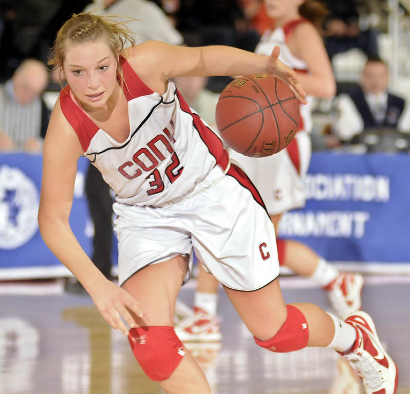 LEADING THE WAY: Cony High School’s Mia Diplock averaged 16.2 points and 4.8 assists this season. The Rams will play McAuley at 4 p.m. Saturday at the Cumberland County Civic Center for the Class A state championship.