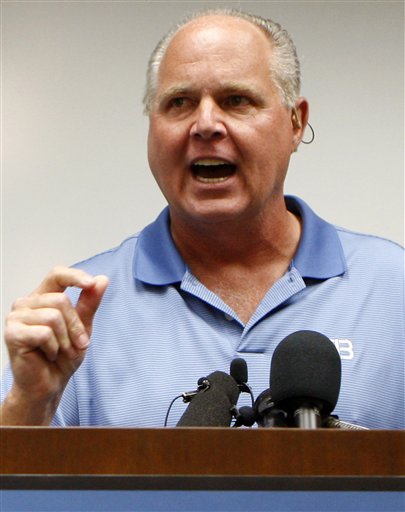 Conservative talk show host Rush Limbaugh in a January 2010 photo.