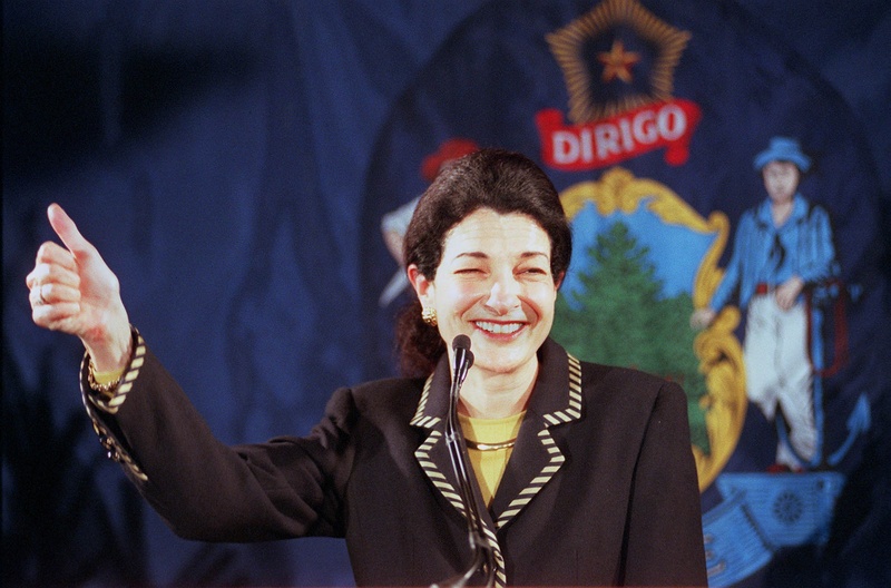 Sen. Olympia Snowe acknowledges the cheers of her supporters after claiming victory in her bid for re-election on 2000. Snowe announced Tuesday that she will be retiring, news that has set off a free-for-all among state politicians.