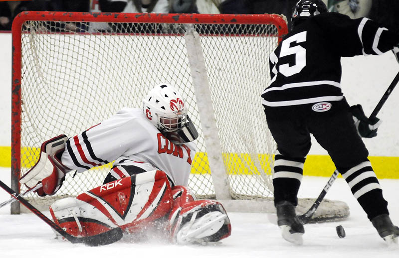 BIG YEAR: Cony High School goalie Matt Swan posted an .886 save percentage and a 2.05 goals against average this season as the Rams went 15-4-0 and earned a berth in the Eastern A regional sefmiainsl.
