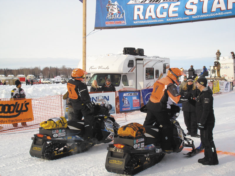 TOP ROOKIES: David Hammond, left, and Rob Gardner were the first rookie team to finish the Iron Dog race in Alaska this year.
