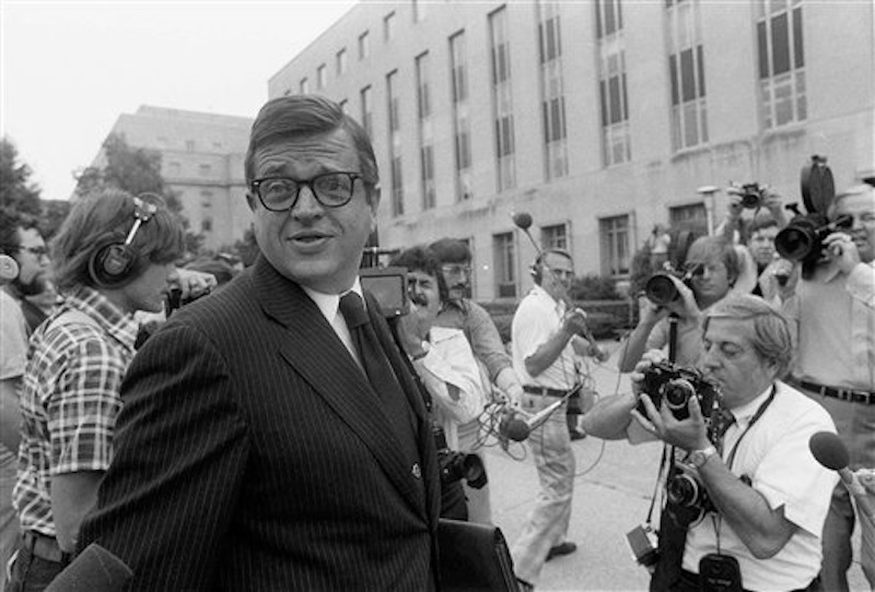 In this June 21, 1974 file photo, former Nixon White House aide Charles W. Colson arrives at U.S. District Court in Washington to be sentenced for obstructing justice. Colson, the tough-as-nails special counsel to President Richard Nixon who went to prison for his role in a Watergate-related case and became a Christian evangelical helping inmates, has died. He was 80. Jim Liske, chief executive of the Lansdowne-based Prison Fellowship Ministries that Colson founded, said Colson died Saturday, April 21, 2012. (AP Photo/Bob Daugherty)