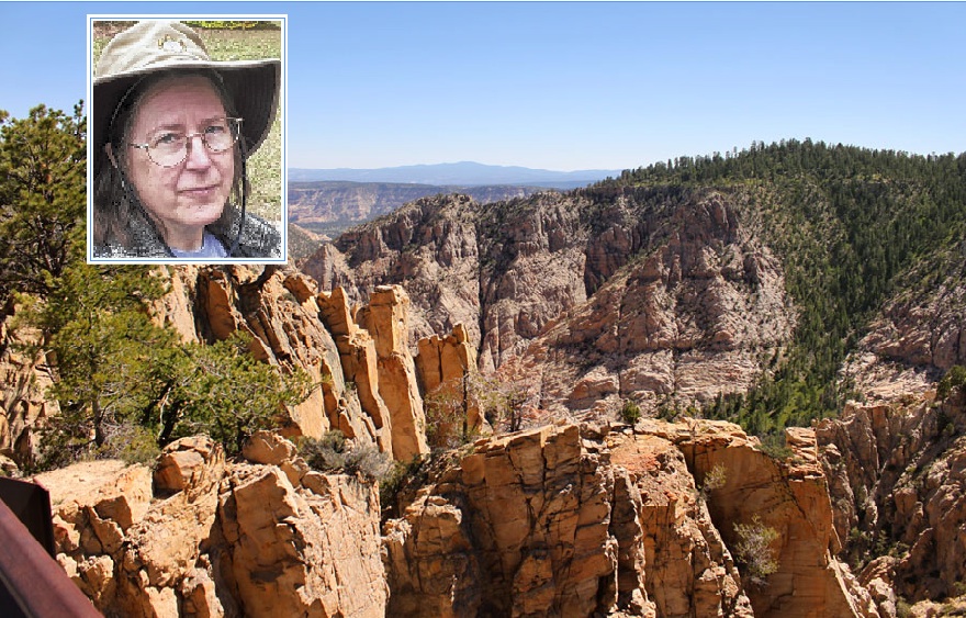 This photo of the Box Death Hollow Wilderness Area, which is part of the Dixie National Forest, shows the type of terrain that Victoria Grover, inset, encountered while hiking in Utah.