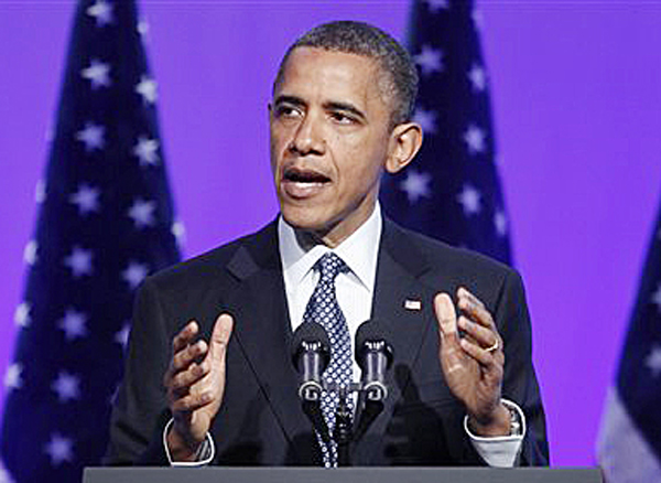 President Barack Obama speaks at The Associated Press luncheon today in Washington.