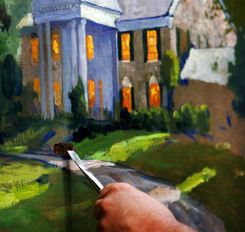 Artist Thomas Kinkade works on a study of Graceland in Memphis, Tenn., in this 2006 photo.