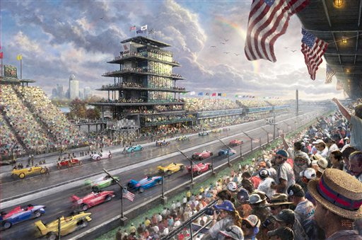 Thomas Kinkade's "Indy Excitement, 100 Years of Racing at Indianapolis Motor Speedway." Kinkade's paintings of idyllic landscapes, cottages and churches have been big sellers for dealers across the United States.