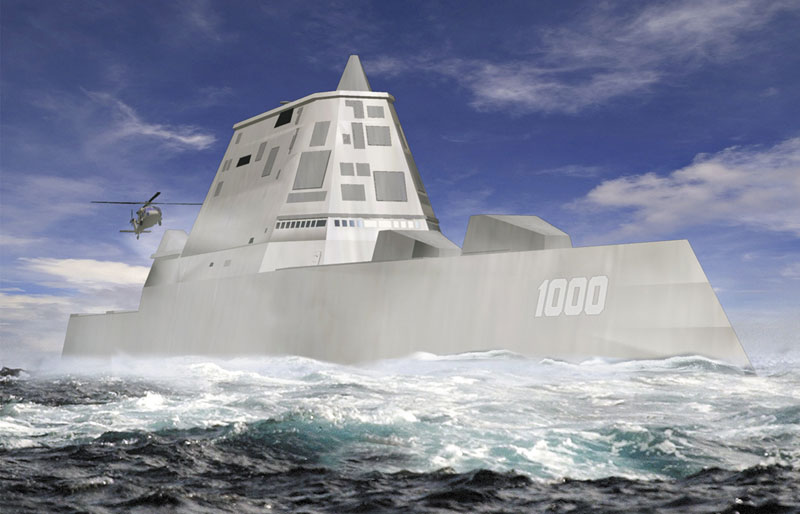 A rendering of the DDG-1000 Zumwalt, the U.S. Navy’s next-generation destroyer, is shown.
