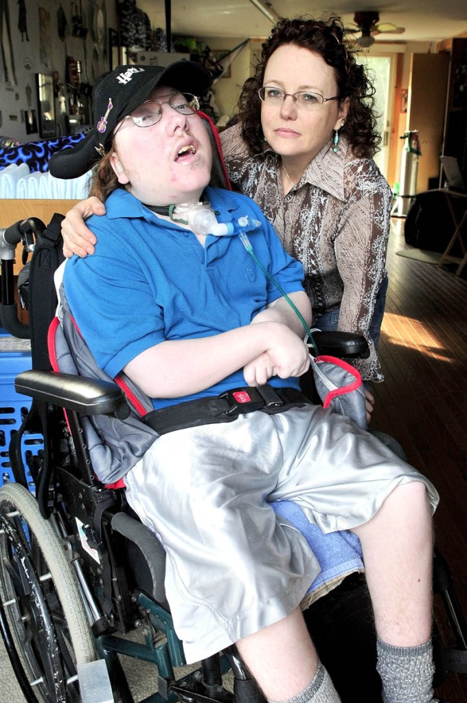CARE: Debbie Klane with her son Evan at their Fairfield home.
