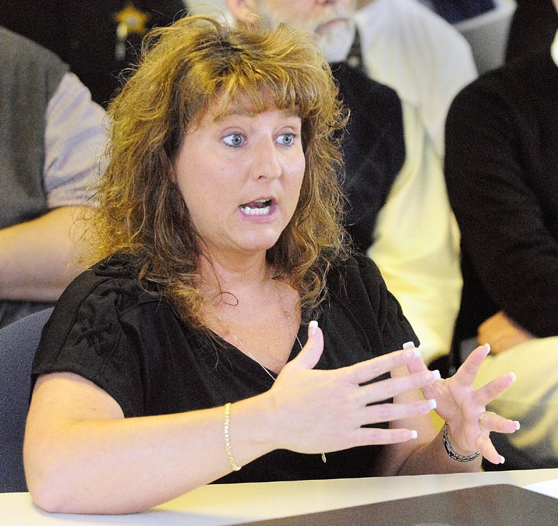 MEETING: Capt. Marsha Alexander, administrator of the Kennebec County jail, talks about the Criminogenic Addiction & Recovery Academy (CARA) during a Maine Board of Corrections working group meeting on Thursday in Augusta.