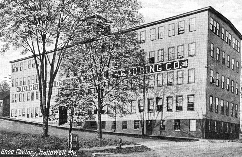 A LOOK BACK: An old Hallowell shoe company factory is seen in this undated photo. The wooden factory was on the corner of Second and Central streets and torn down in the 1950s.