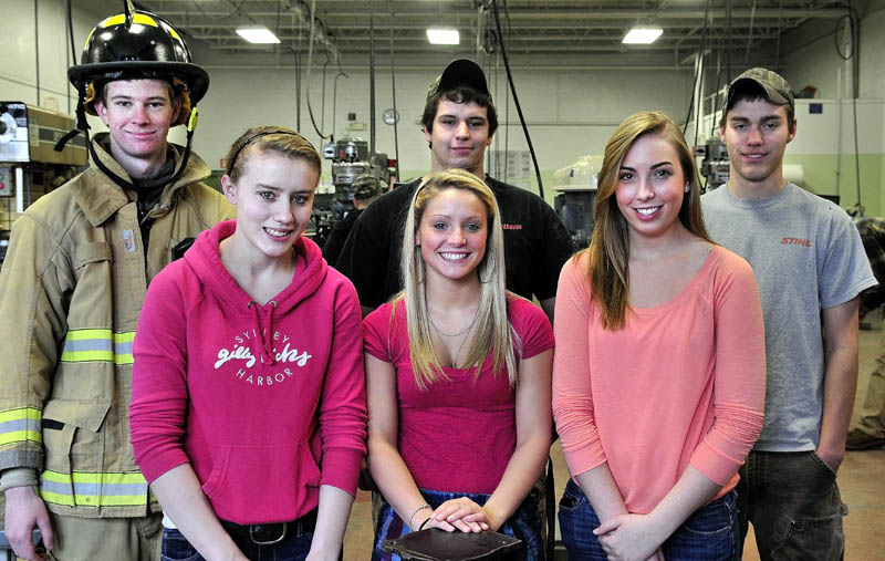 COMPETITORS: Mid-Maine Technical Center Skills USA competitors, from left, in back are Michael Benecke, Chris Warner, Nick Weymouth and in front, Kelsea Tortorella, Emily York and Makenzie Kohler. They will advance to the National Skills USA competition in Kansas.